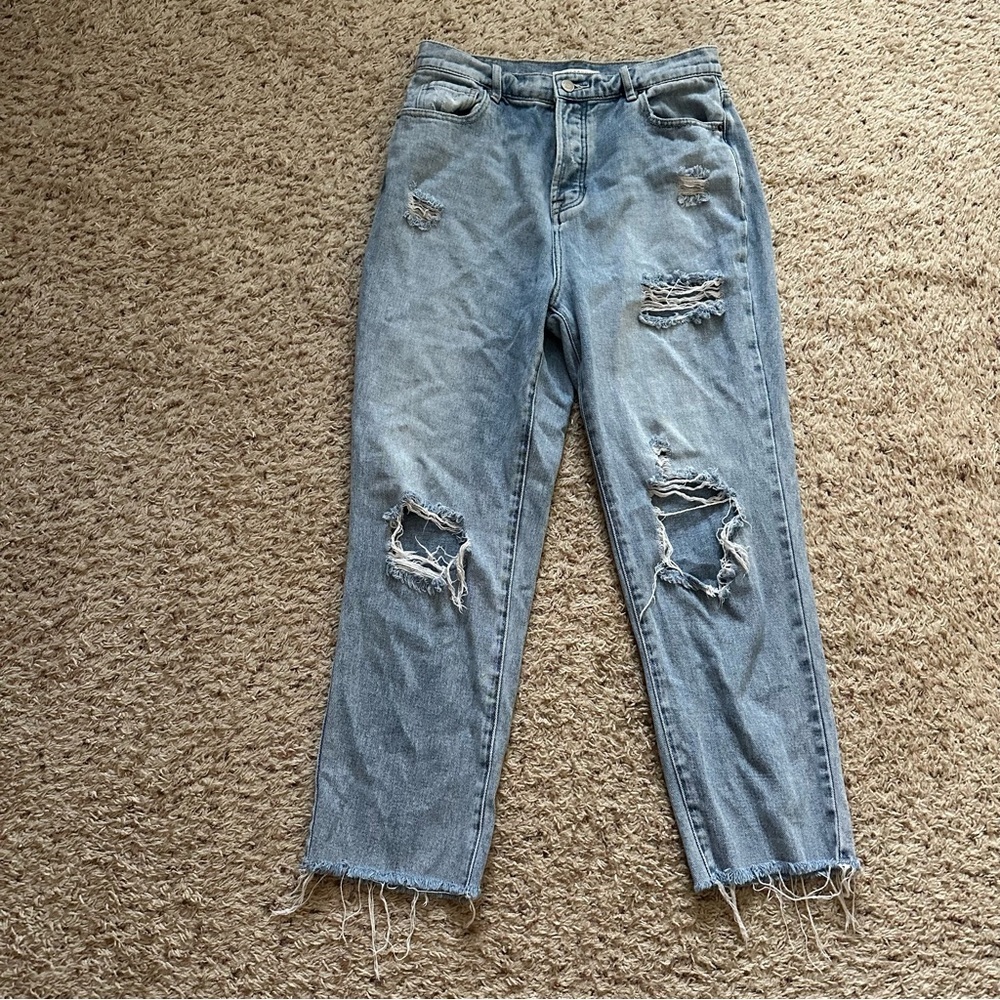 Pacsun Women’s Distressed Button Fly Straight Leg High Rise Jean Size 28